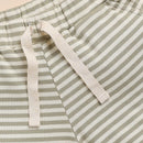 Cotton Cort Set | T- Shirt With Shorts | Dewkist Stripe | Green