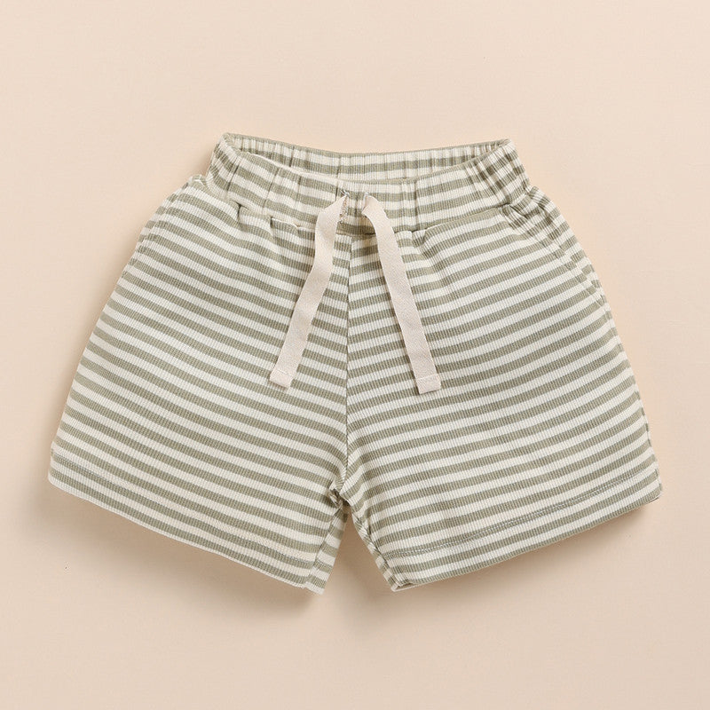 Cotton Cort Set | T- Shirt With Shorts | Dewkist Stripe | Green