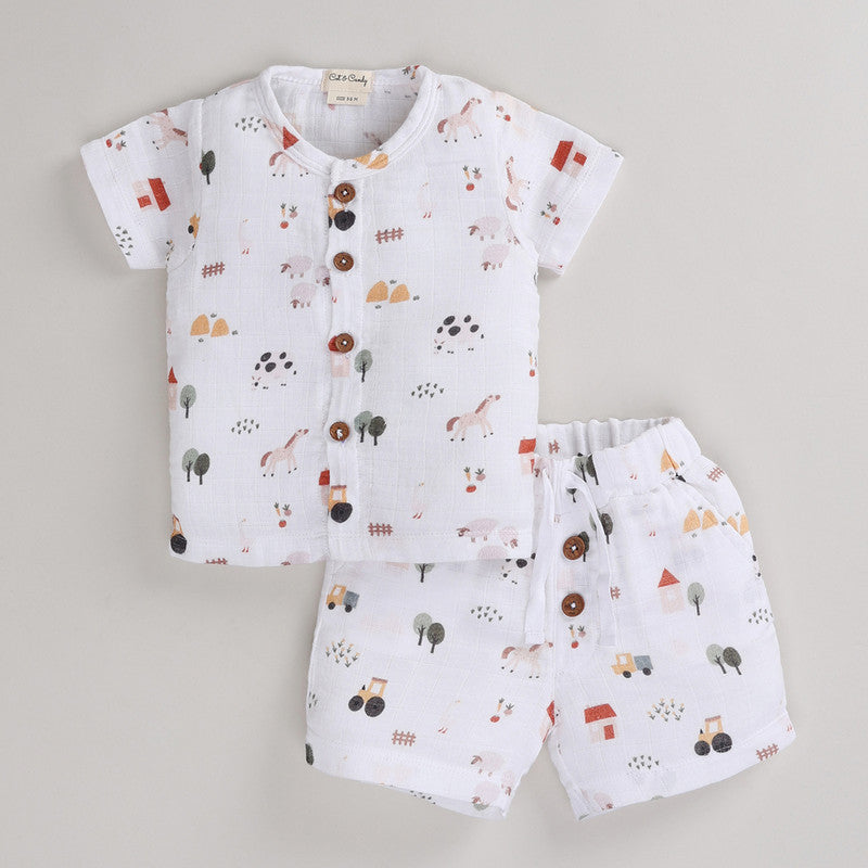 Muslin T- Shirt With Shorts | Multicolor