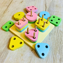 Wooden Sorting & Stacking Toy for Kids | Geometric Shapes | Set of 21