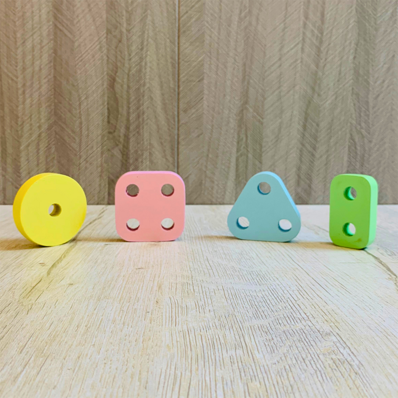 Wooden Sorting & Stacking Toy for Kids | Geometric Shapes | Set of 21