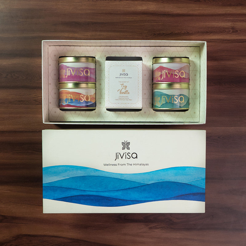 JiViSa Luxury Aromatherapy Candle, Gourmet & Tea Gift Box (With Handma