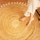 Jute & Cotton Floor Round Carpet | Beige | Ultra Large - 4 x 4 Feet