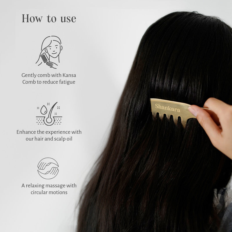 Kansa Hair Comb | Relieves Stress & Anxiety | Gold