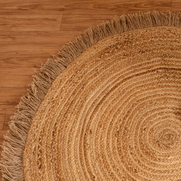 Jute Floor Carpet | Lace Round | Beige | Ultra Large - 4 x 4 Feet