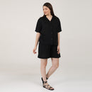 Linen Black Co Ord Set | Shirt & Shorts for Women