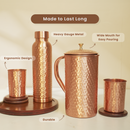 Copper Bottle with Jug & 2 Glasses | Hammered