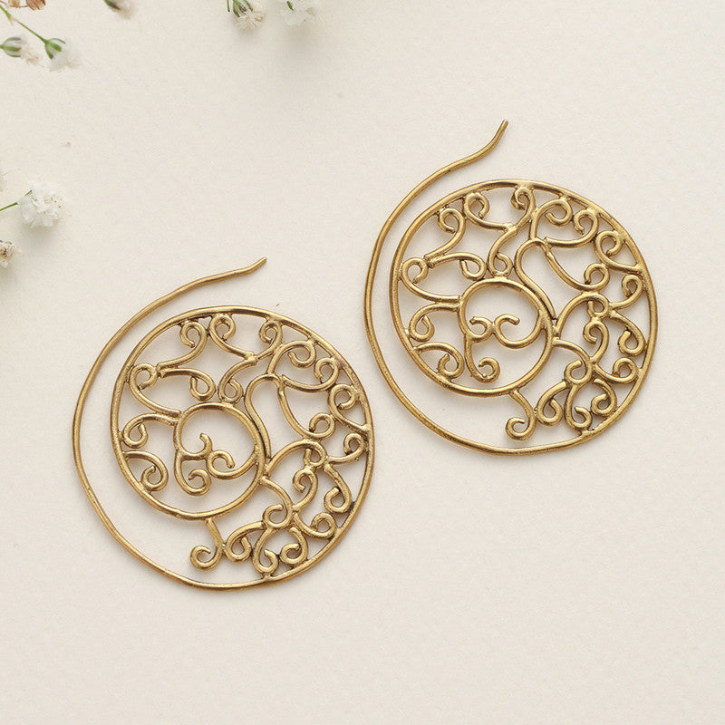 Brass Swirl Earrings for Women | Gold