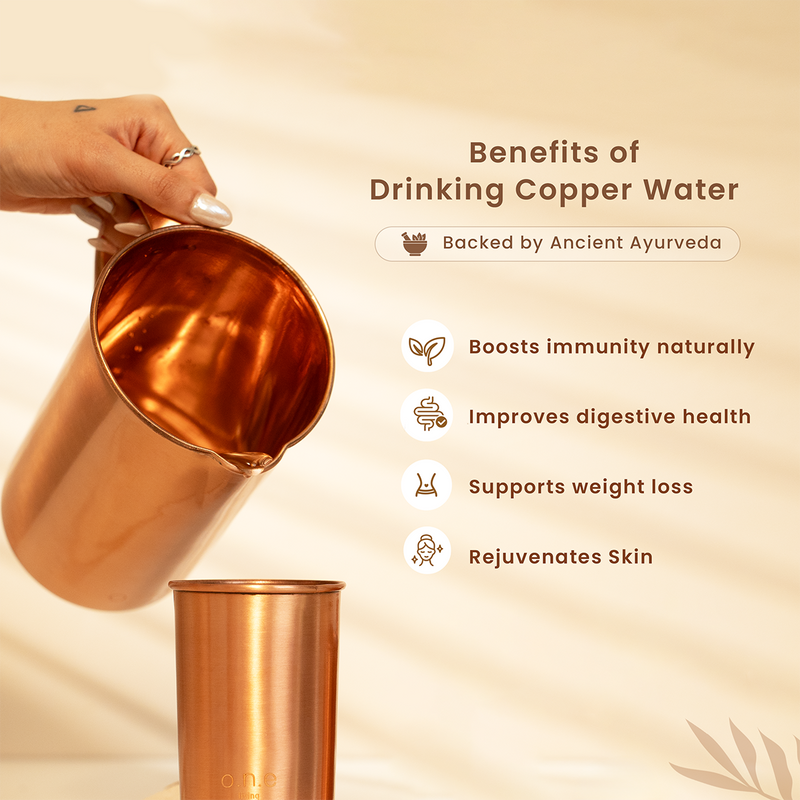 Pure Copper Jug with Lid | 1.5 L | Plain | Boosts Immunity.