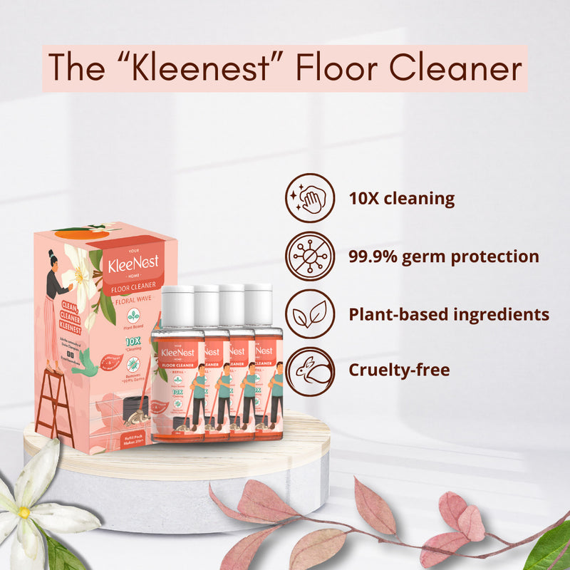 Natural Floor Cleaner | Starter Kit Pack | Floral Wave | 90 ml | Makes 1.5 L