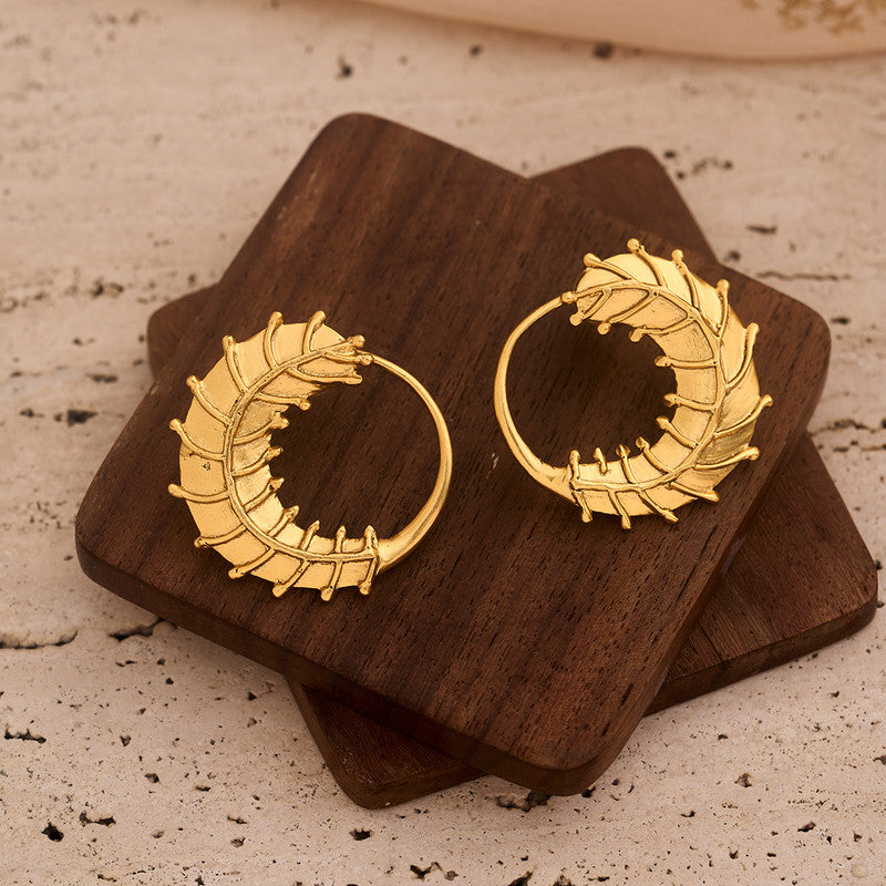 Brass Chand Bali Stud Earrings for Women | 22K Gold Plated