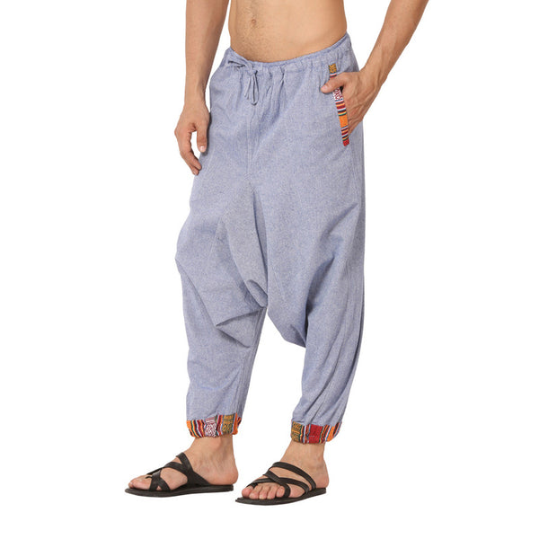 Cotton Harem Pants for Men | Lavender Blue | Tribal Print