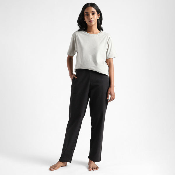 Organic Cotton Pants for Women | Slim Fit | Black