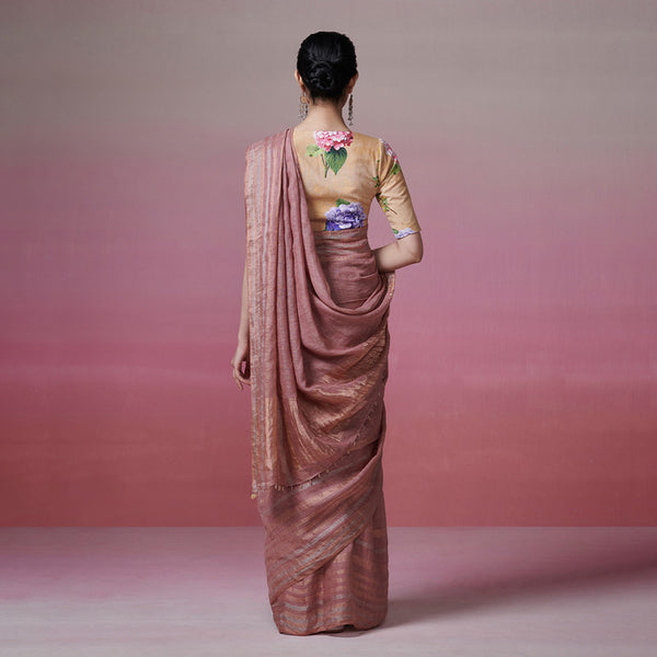 Linen Saree | Onion Pink