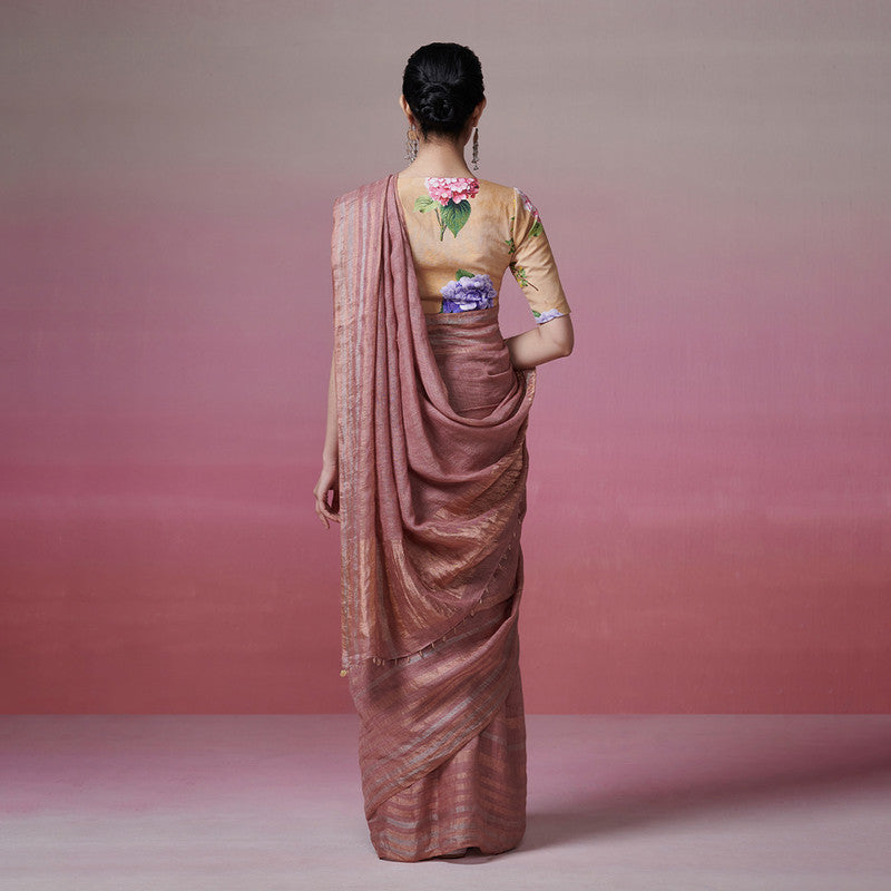 Linen Saree | Onion Pink