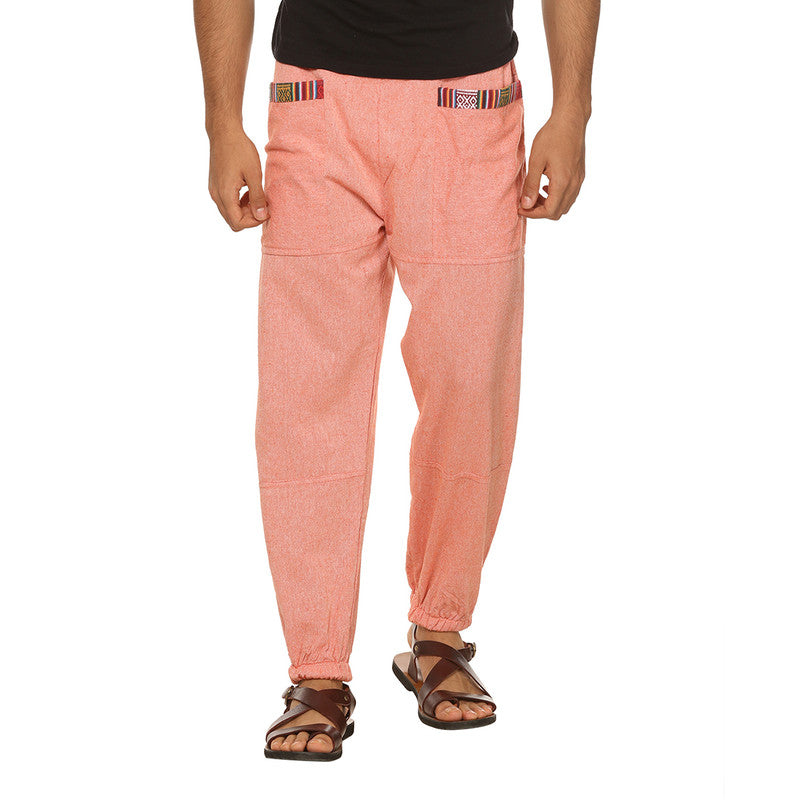 Cotton Jogger Pants for Men | Orange | Front Pocket