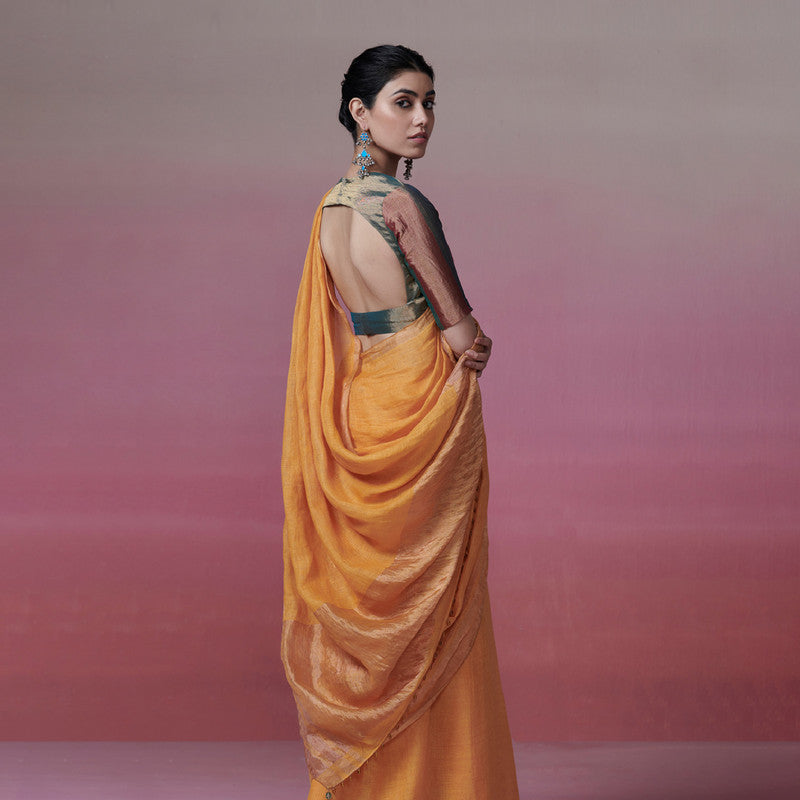 Linen Saree | Mango Yellow | Golden Glow