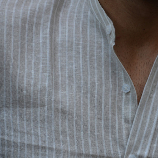 Linen Shirt for Men | Striped | Beige