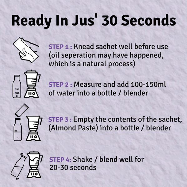 30 Seconds Almond Drink | Unsweetened | 6g Protein Per Sachets | Rich In Anti-Oxidants & Calcium | 5 x 25g Sachets | 125 g