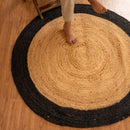 Jute Round Floor Carpet | Black Border | Ultra Large - 4x4