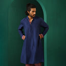 Long Kurta for Men | Silk Blend | Blue