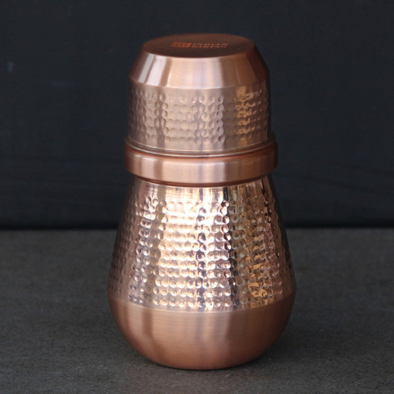 Copper Lotus Water Jar | 1 Litre | Light Brown