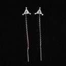 92.5 Silver Sui Dhaga Earring for Women | Single Piece | Trikone | Set of 2