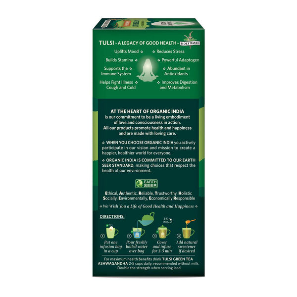 Organic India | Tulsi Green Tea | Ashwagandha | 25 Tea Bags