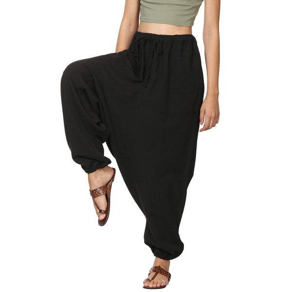 Cotton Black Harem Pants for Women