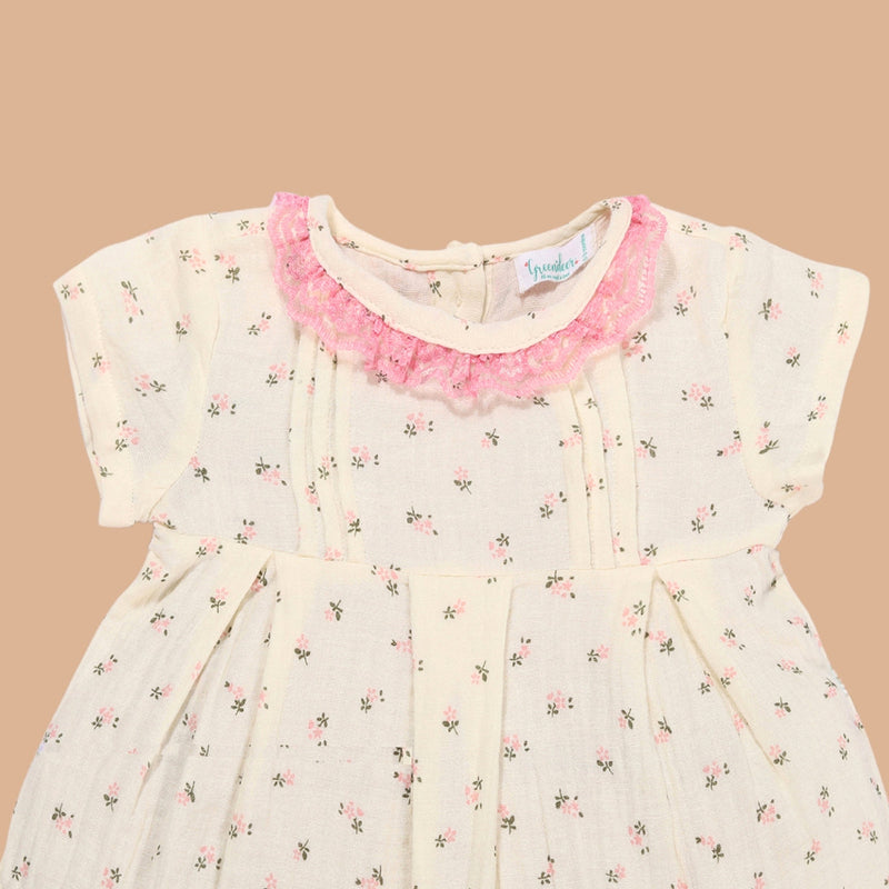 Cotton Baby Girl Frock Dress | with Bloomers | Creme Beige