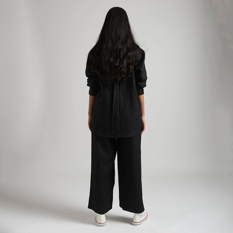 Linen Pyjama Pants For Women | Black