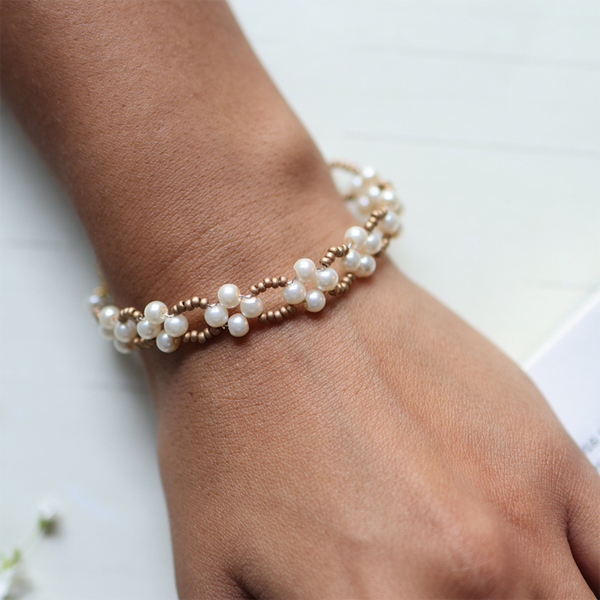 Recyclable Pearl Beads Bracelet for Women | Adjustable