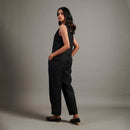 Linen Co-Ord Set For Women | Waist Coat & Pant | Black