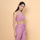 Cotton Bralette Top For Women | Printed | Pink