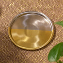 Dual Tone Brass Coasters | Gold & Steel Matt | Set of 4