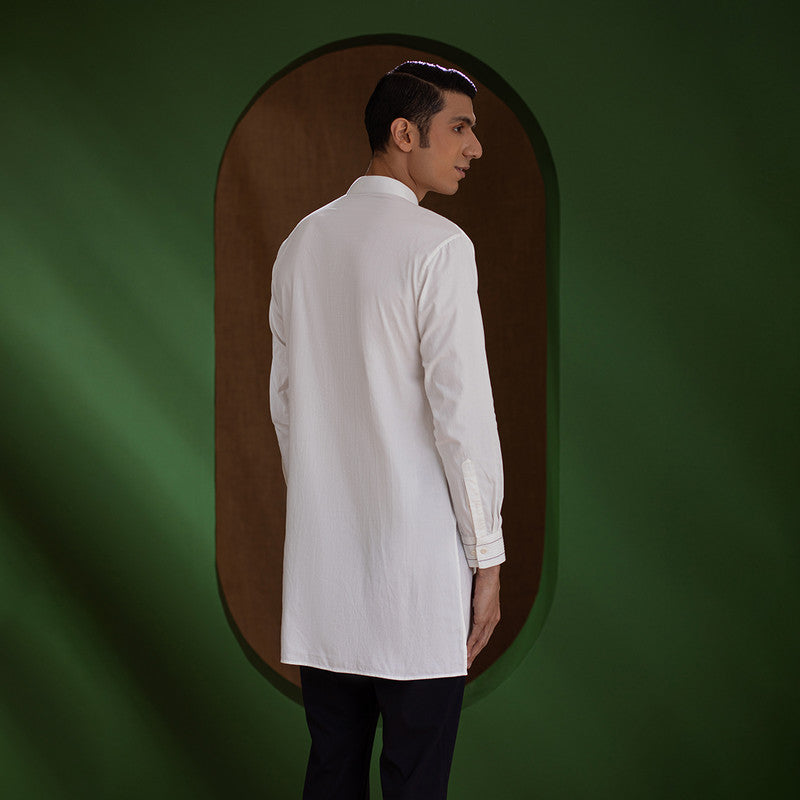 Organic Cotton Kurta for Men | White | Pintuck