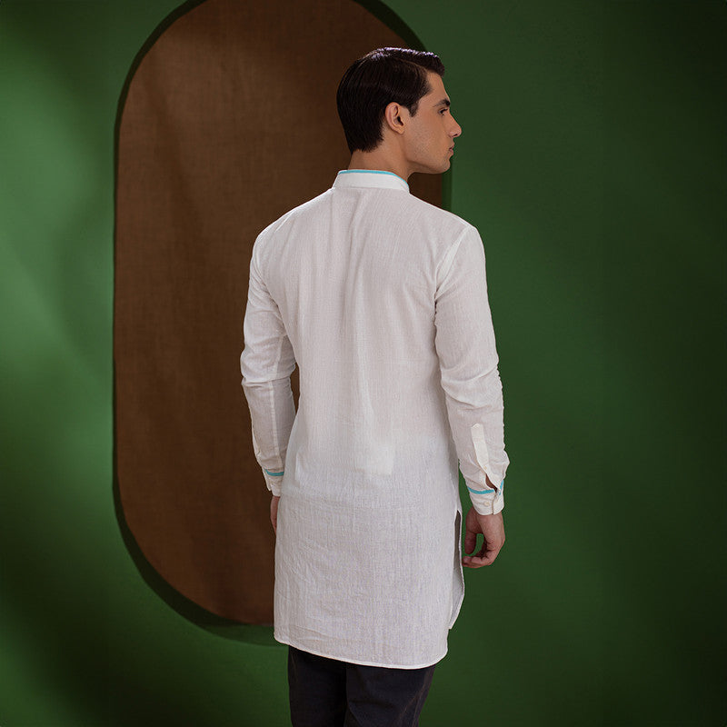 Handwoven Cotton Kurta for Men | Pintuck | White