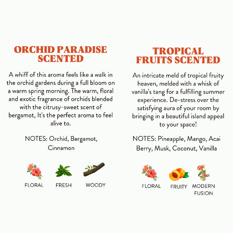 Organic Scented Candles | Orchid Paradise & Tropical Fruits Scented | Set of 2