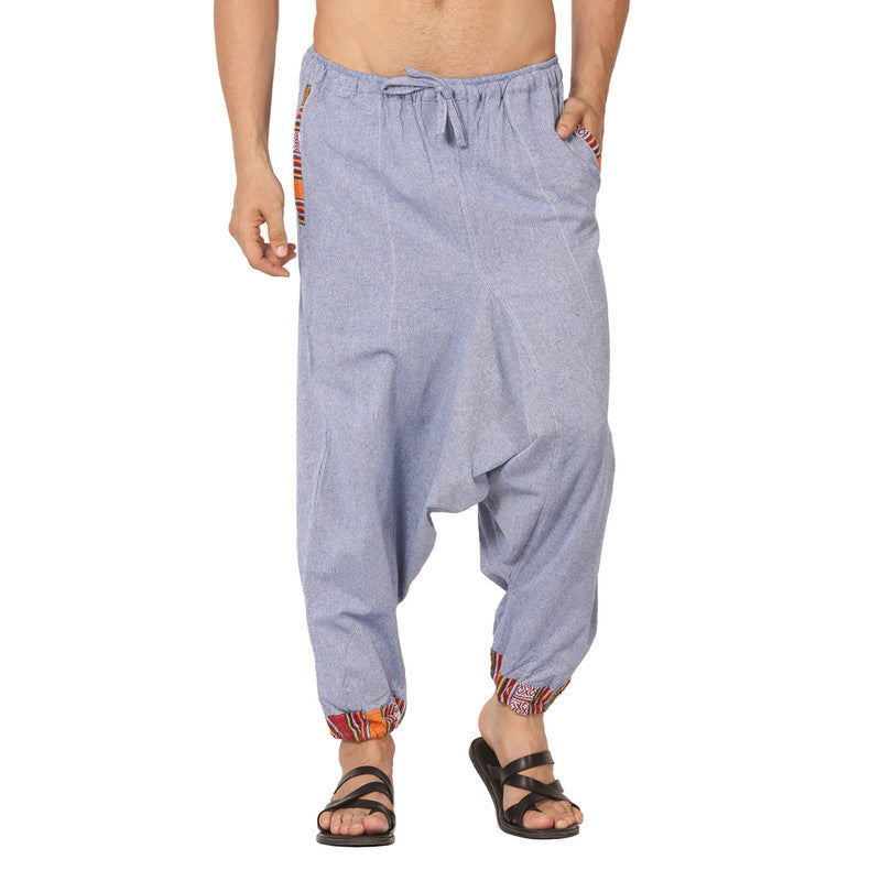 Cotton Harem Pants for Men | Lavender Blue | Tribal Print