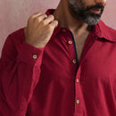 Cotton Short Kurta for Men | Maroon | Shirt Collar