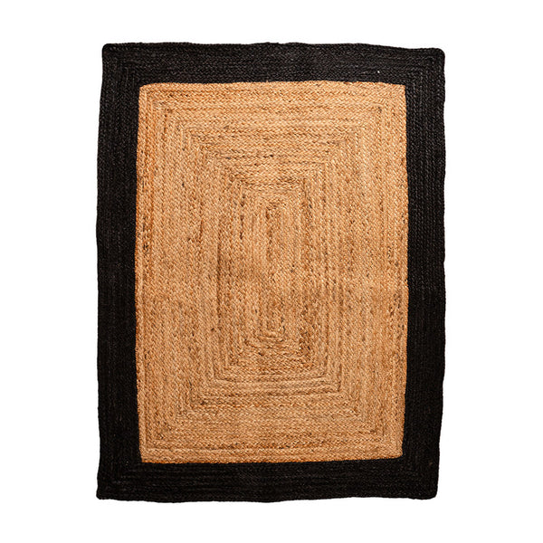 Jute Floor Rectangle Carpet | Black Border | Ultra Large - 4 x 3 Feet