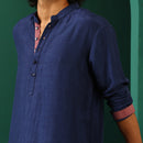 Long Kurta for Men | Silk Blend | Blue