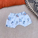 Muslin Jabla and Shorts Set for Kids | Elephant Print | Blue