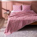 Cotton Quilt with Pillow Shams | Floral Print | Pink