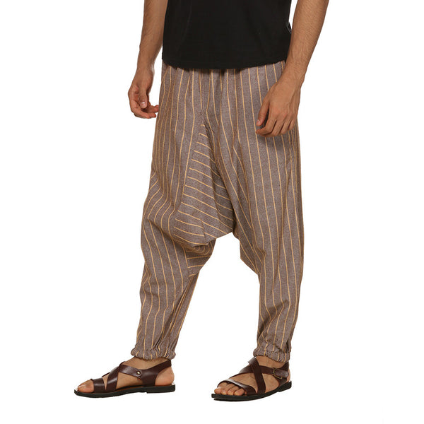 Cotton Harem Pants for Men | Blue & Brown | Pack of 2 | Stripes