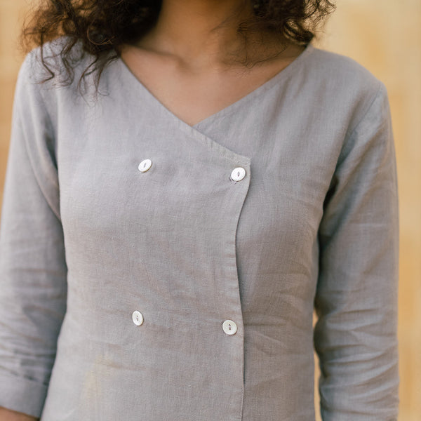 Linen Midi Dress for Women | Beige.