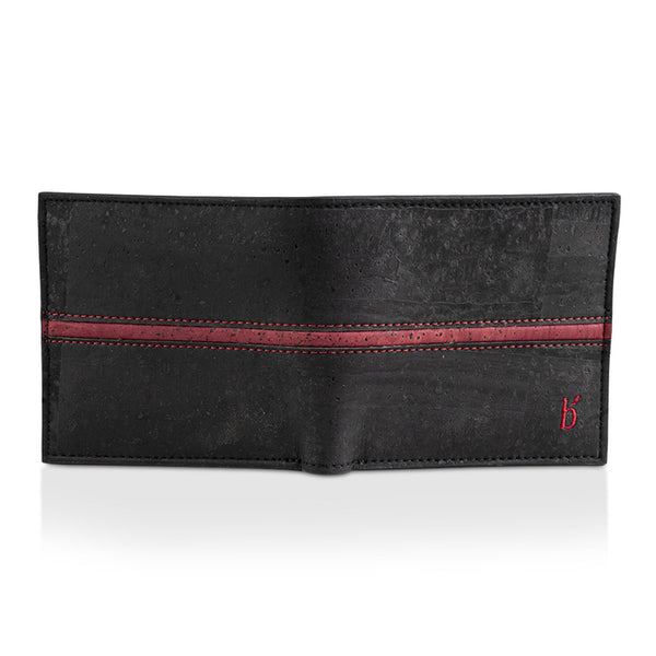 Cork Bi-Fold Wallet for Men | Midnight Black & Maroon