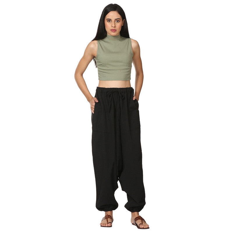 Cotton Black Harem Pants for Women