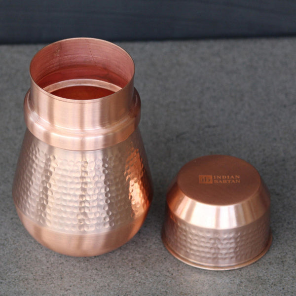 Copper Lotus Water Jar | 1 Litre | Light Brown