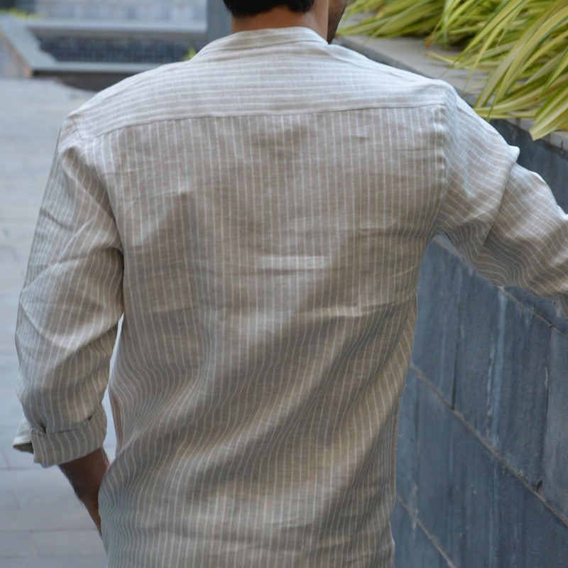 Linen Shirt for Men | Striped | Beige